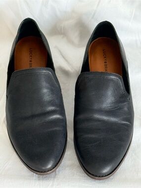 Lucky Brand Black Leather Slip-On Loafers